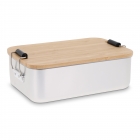 Lunch box aluminium met bamboe deksel