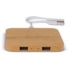 Bamboo Wireless charger with 2 USB hubs 5W