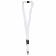 LT90879 - Polyester lanyard 20mm with buckle and hook - White