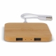 LT95048 - Bamboo Wireless charger with 2 USB hubs 5W - Hout