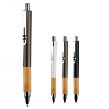 Metalen pen met houten grip