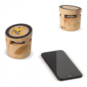 Wooden look speaker 3W & wireless charger 5W