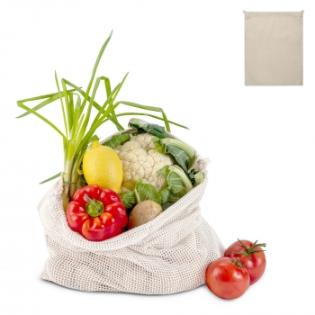 Herbruikbaar groente & fruit zakje OEKO-TEX® katoen ecru 40x45cm